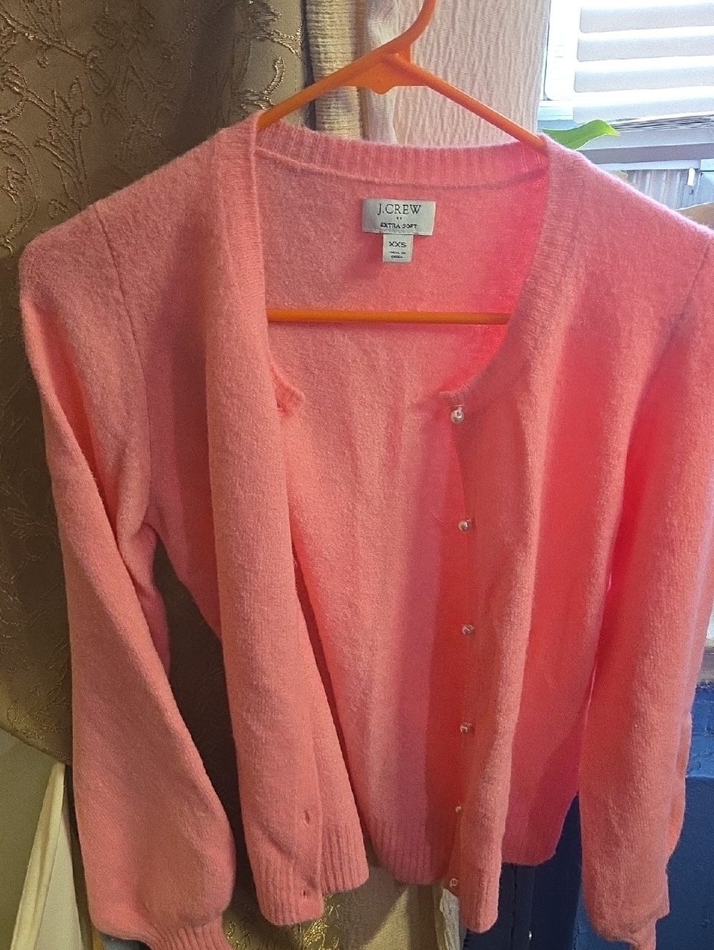 J. Crew Coral Crewneck Button Cardigan